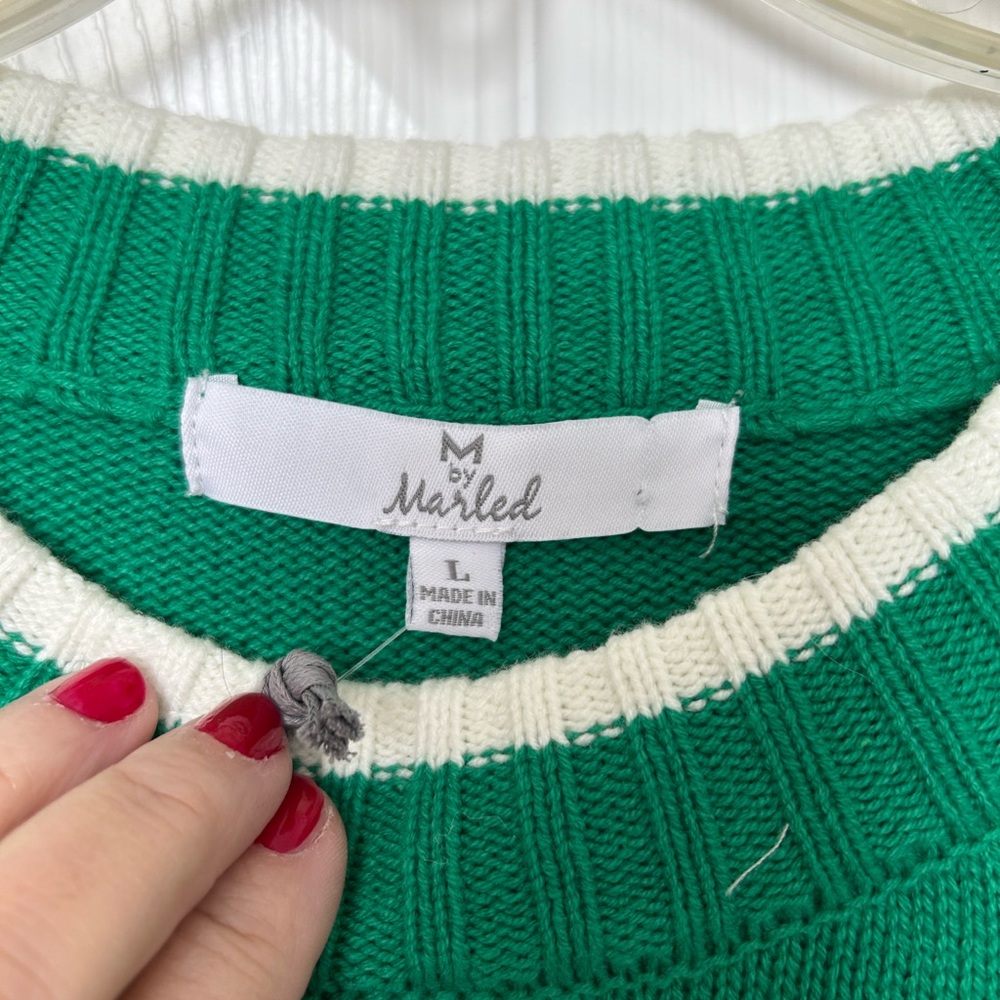 M by Marled Green Tennis Sweater Embroidered Racket design/ NWT/ L - Picture 4 of 11